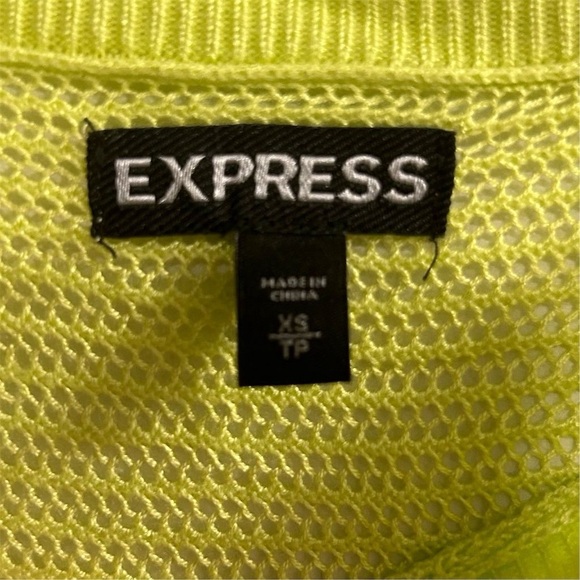 Express Mesh Neon Yellow Lime Dolman Summer Sweater 3/4 Sleeve Boat Neck Cape XS - Picture 7 of 8